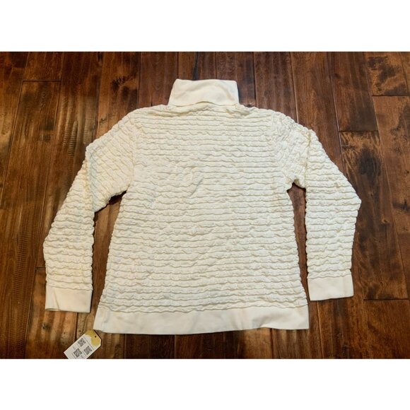 Versace White Textured Gathered Thin Knit Turtleneck Sweater, Size XL - Picture 6 of 8